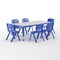 Emma and Oliver 23.625"W x 47.25"L Rectangular Plastic Height Adjustable Activity Table Set with 6 Chairs